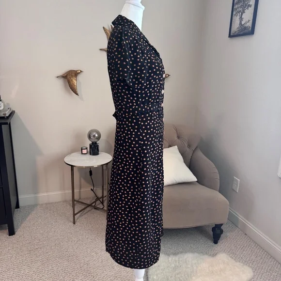 Rouje Paris Marin Midi Dress in Pois Noir Black and Ecru Polka Dots Size 38 - Picture 5 of 10